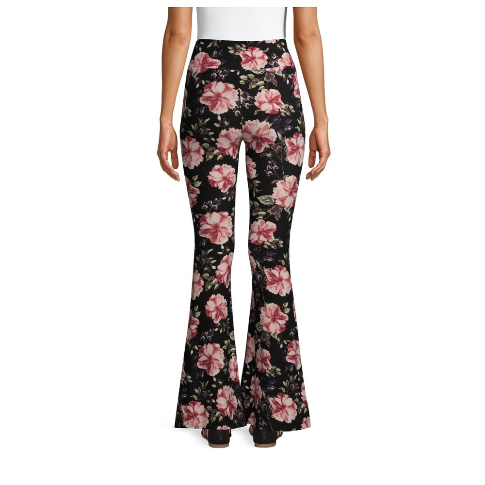 No Boundaries Floral Print Juniors Stretch Flare Pants Size Large - Picture 4 of 8